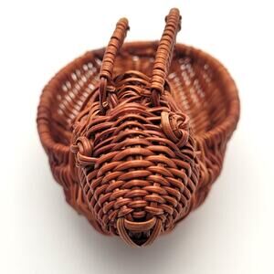 Woven Wicker Bunny Basket Dark Brown Small Decorative 3" Spring Easter Decor